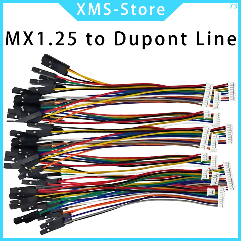 10Pcs MX1.25 to Dupont line  electronic wire-2P/3P/4P/5P/6 Pin To 2.54MM Dupont Male/Female Wire Connector Color Cable