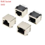 5PCS All-Copper Smd Rj45 Socket With Light Belt Shield With shrapnel 8P8C Network Interface Ethernet PCB Female Seat Patch