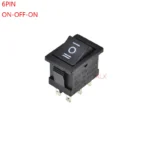 5PCS KCD1-106 DPDT 6PIN black mini Push Button rocker Switch ON/OFF/ON   power switches 6A/250V 10A/125V 15*21MM 15*21 6 pin