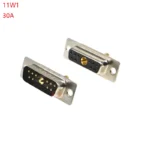 1pcs 11w1 30a Gold Plated Male Female High Current Connector d-sub Adapter Solder Type 10+1 Plug Jack 11 Position Hight Power