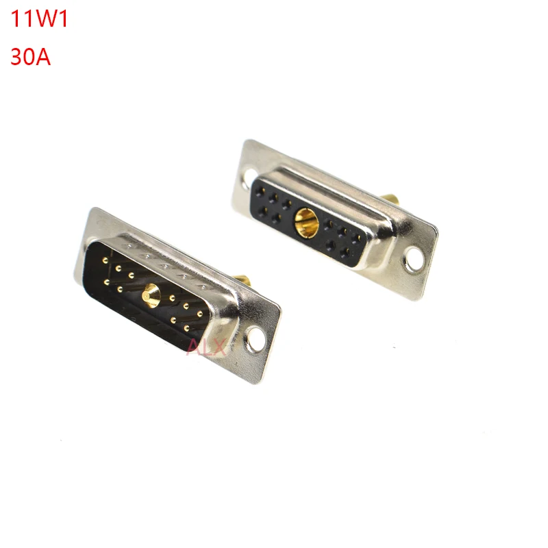 1pcs 11w1 30a Gold Plated Male Female High Current Connector d-sub Adapter Solder Type 10+1 Plug Jack 11 Position Hight Power