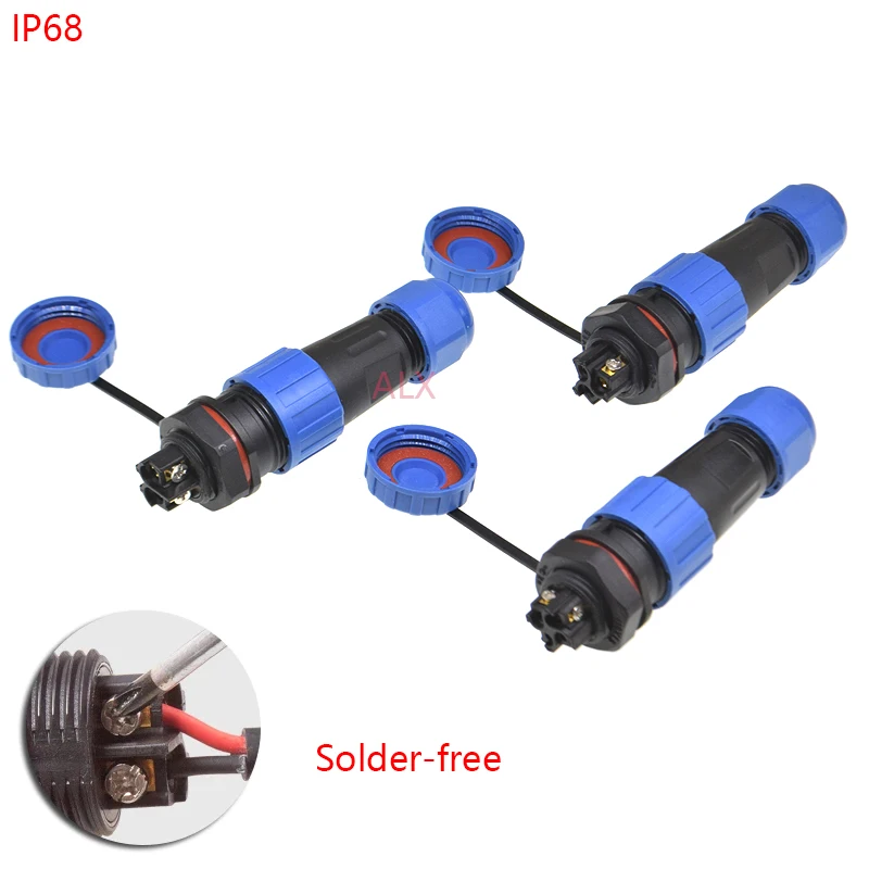 1PCS Solder-free IP68 waterproof connector male plug & female socket 2/3/4 pin panel Mount wire cable connector aviation plug
