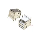 10pcs Double Usb 2.0 Type A Female Jack Socket Connector usb-a 4pin 90 Degrees Right Angle For Pcb
