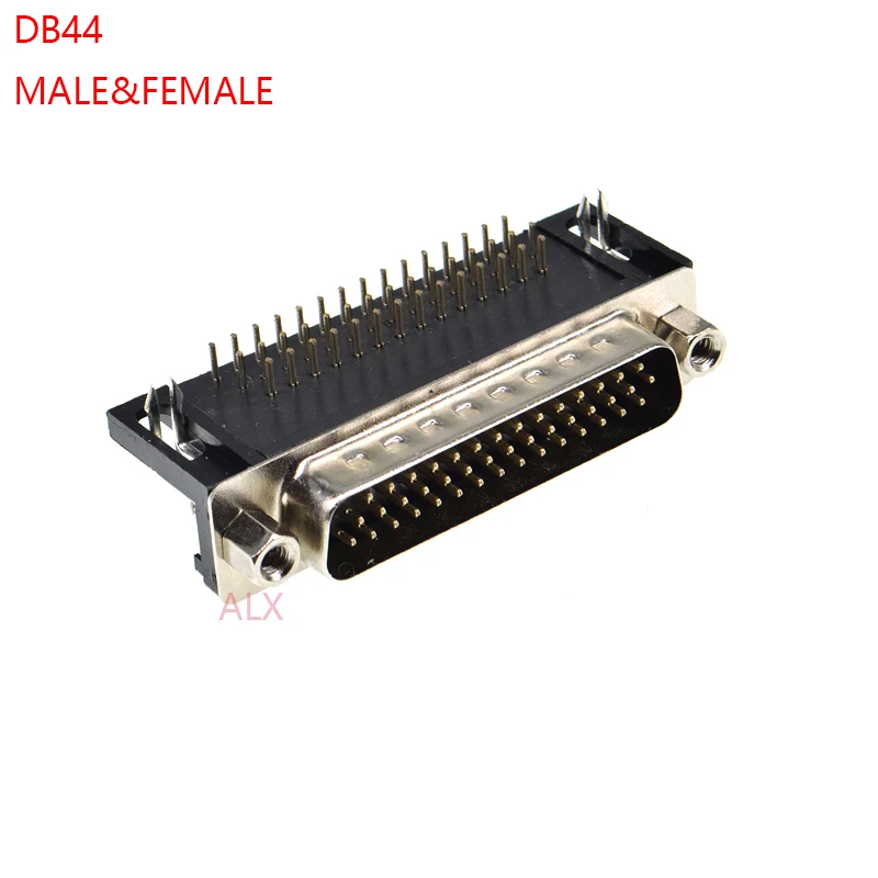 2PCS DB44 MALE FEMALE PCB Mount serial port CONNECTOR RIGHT ANGLE D-Sub CONNECTORS 44pin plug jack Adapter 3 Rows 44 PIN 44p