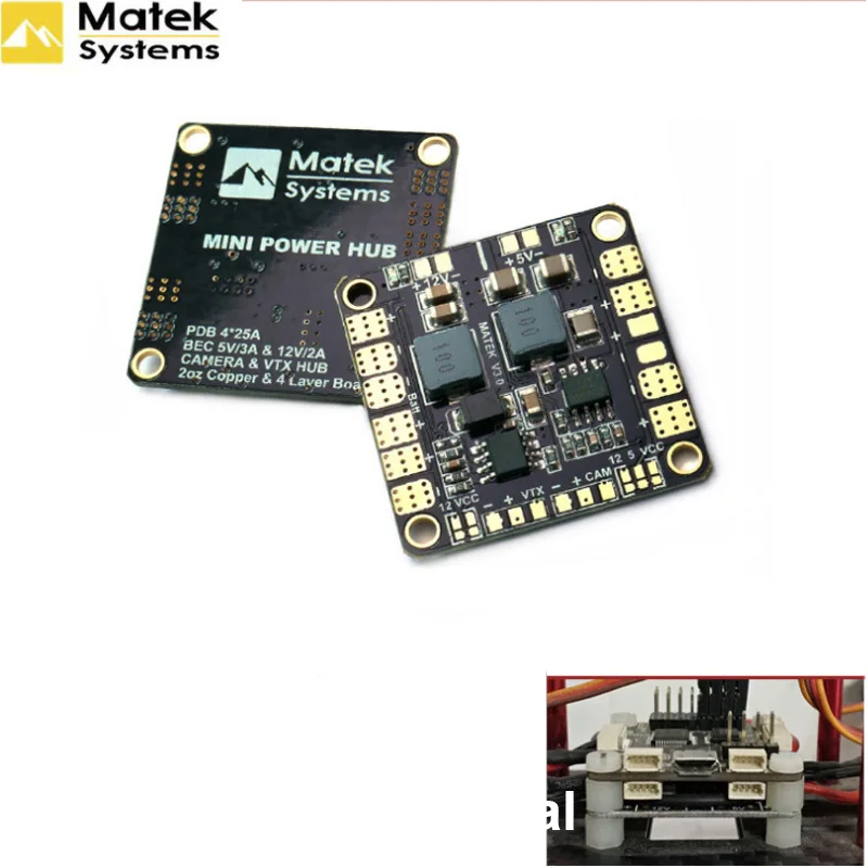 Sa33a76b44c62482996ef7ad7a50b6977E.webp Matek Mini Power Hub Power Distribution Board PDB with BEC 5V & 12V for FPV QAV250 ZMR250 Multicopter Quadcopter - Image 1