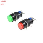1pcs La16 16mm 24v Round Power Push Button Switch Red Green self-locking Latching on/off