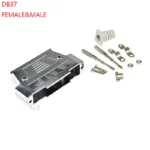 1set DB37 female MALE CONNECTOR + metal shell Solder Type D-Sub CONNECTORS 37 pin plug socket Adapter for DB62 8W8 13W6 17W5