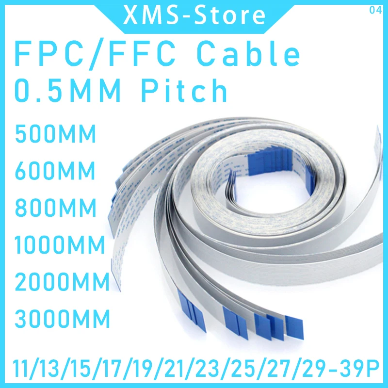 2PCS FPC FFC Ribbon Flexible Flat Cable 9/11/13/15/17/19/21/23/25/27/29 Pitch 0.5MM 1.0MM 500MM/600MM/800MM/1000MM/2000MM/3000MM