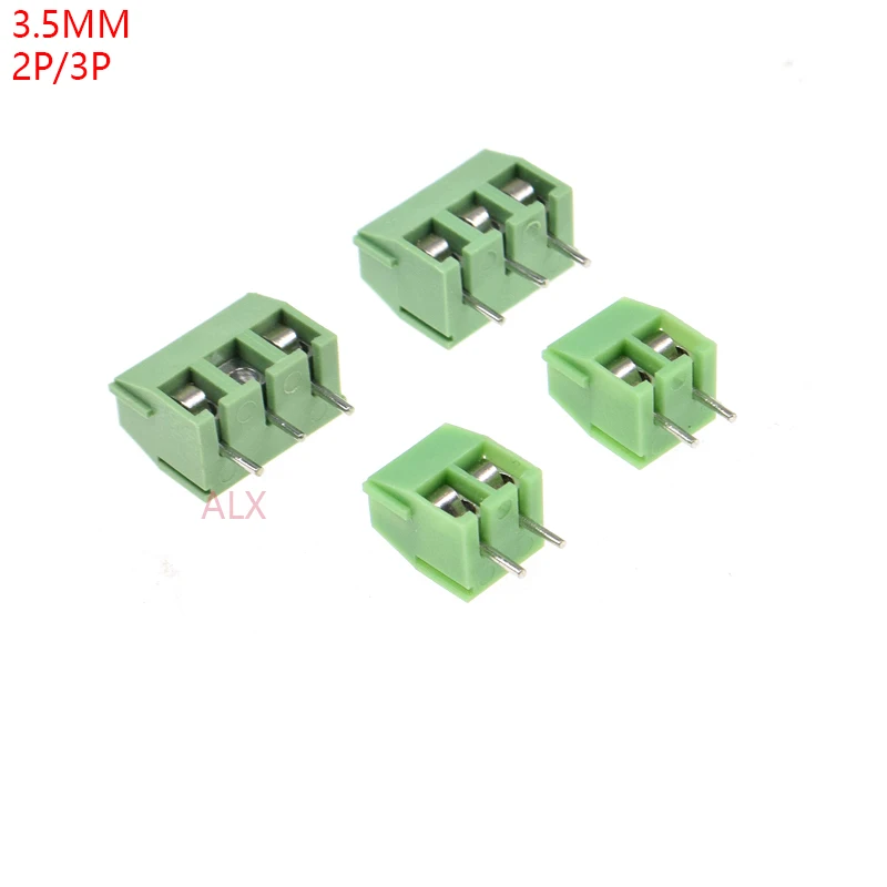 20PCS kf350-3.5-2P 3P 3.5MM pitch straight pin pcb screw terminal block connector 2PIN 3PIN green KF350 3.5 2P KF350-2P