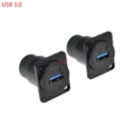 1PCS D type metal usb female socket module panel mounting holder adapter usb 3.0 female to female connector for 86 panel cannon