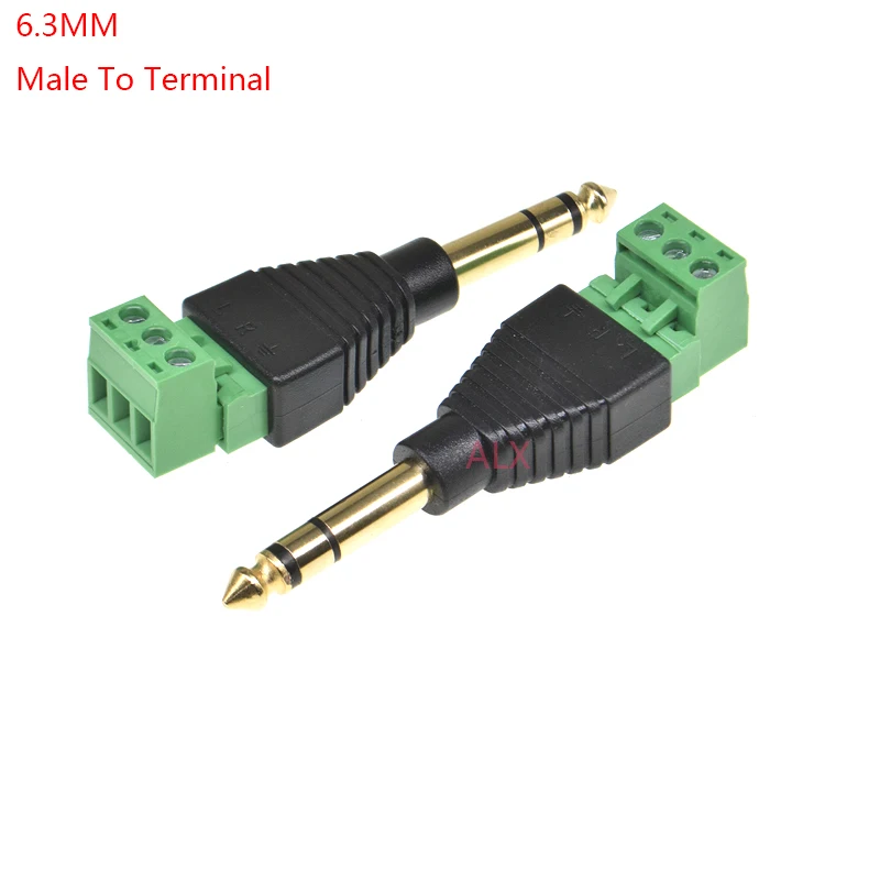 1pcs 6.3mm 6.35mm 3-pole Stereo Audio Male Plug To Terminal Block Adapter Connector 6.3 Plug