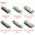 1Pcs 13w3 30A Gold Plated Male Female High Current Power Connector D-Sub Adapter Solder/Plug-in Type 10+3 Plug Jack 13Pin DB