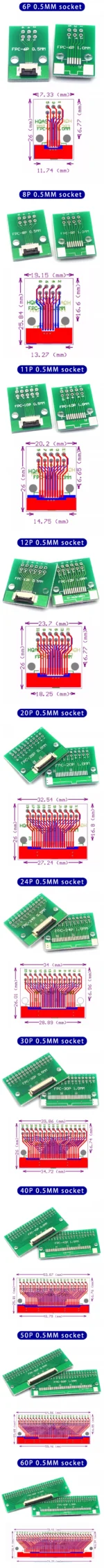 FPC/FFC Adapter Board 0.5/1.0MM to 2.54MM Soldered Connector 4/5/6/8/10/12/14/16/20/26/3040/45/50/60Pin - Image 10