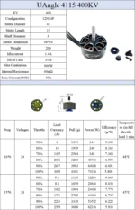 4pcs/lot UAngel 4115 X4115 400KV / 650KV 3-8S Brushless Motor Compatible 13/15/16inch Propeller for FPV RC Racing Drone Parts - Image 8