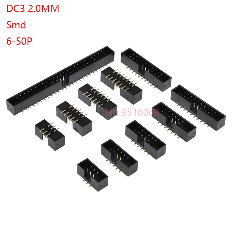 Saff23e07c440451d9c2f41ef54a35e8eE.webp 10pcs Smt Dc3 6/8/10/12/14/16/20/30/40 Positions Idc Dual Row 2.0mm Pitch Connector Smd Pcb Idc Socket - Image 1
