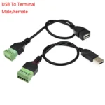 1PCS USB TYPE A Male/Female PLUG TO Screw TERMINAL 5PIN CONNECTOR WITH 25CM WIRE USB ADAPTER USB A TO TERMINAL