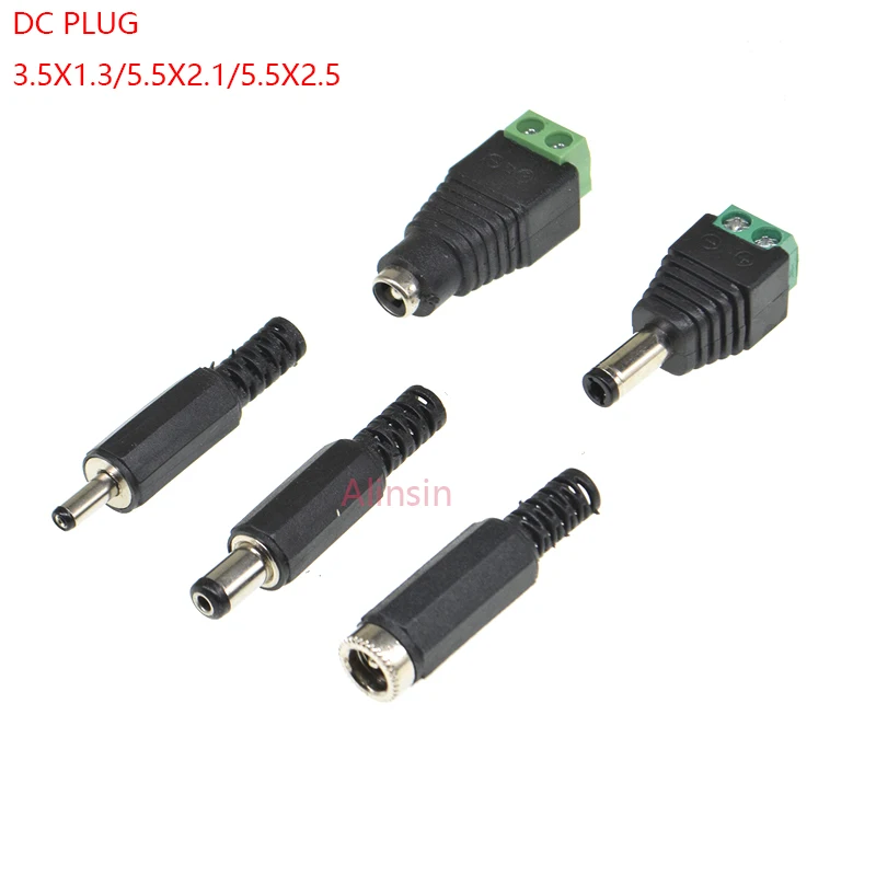 10PCS DC-005 POWER JACK MALE FEMALE PLUG CONNECTOR 3.5*1.3 5.5*2.1 5.5*2.5 welding line/solderless terminal type 5.5*2.1MM