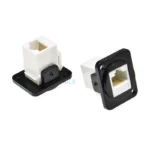 1pcs Simple Rj45 Network Connector Metal Panel Socket D Type Mounting Cat5e Cat6 Aviation Waterproof Through Socket