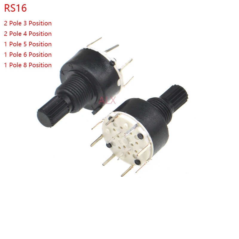 2pcs RS16 2 Pole 3 Position/2 Pole 4 Position/1 Pole 5 Position/1 Pole 6 8 Position Selectable Band Rotary Channel  Switch