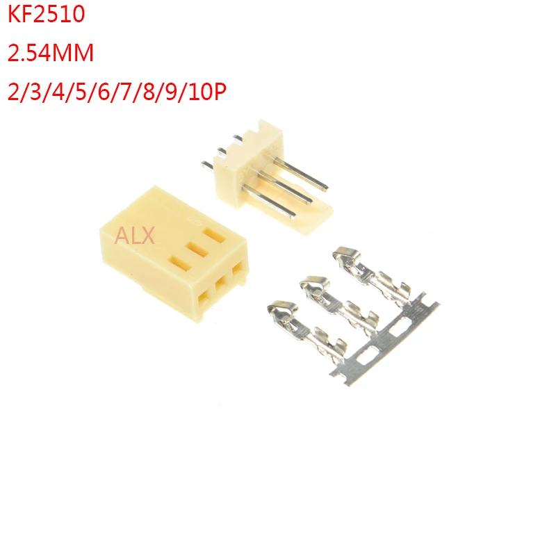 20Sets KF2510-2/3/4/5/6/7/8/9P Pin Connector 2.54mm Pitch Straight Pin Header + Housing + Terminal Curved Needle + Shell