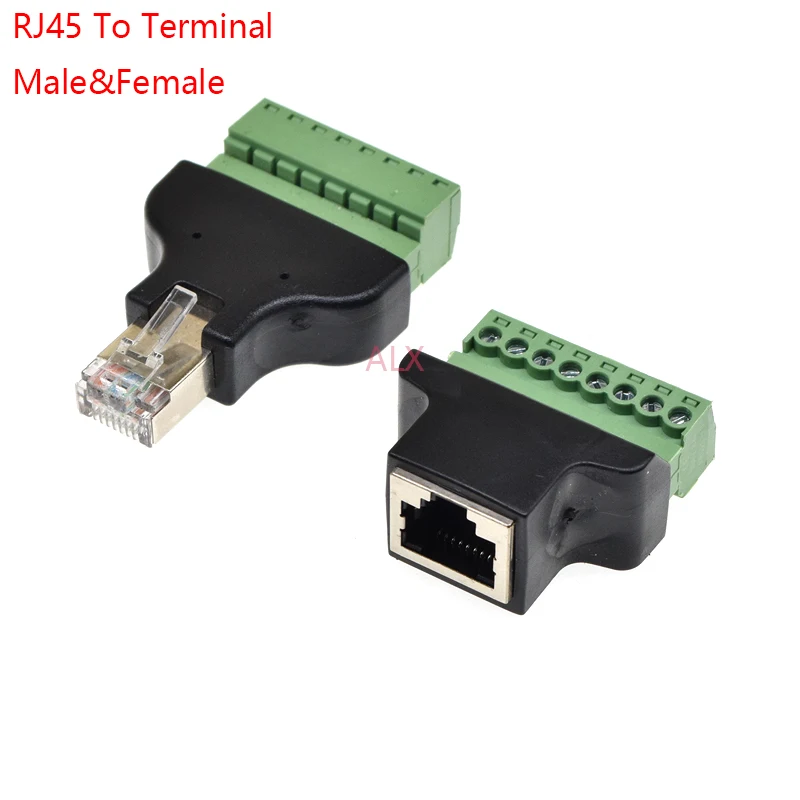 Sb84cf8adbcfc4eba8038731f9661daffl.webp 1Pcs High Quality RJ45 To Screw Terminal Adaptor RJ45 Male/Female To 8 Pin Connector RJ45 Splitter For CCTV DVR CCTV Accessories - Image 1