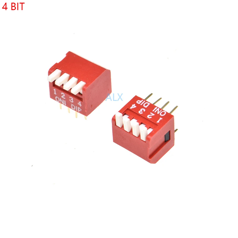 Sb89a3790176448ef9314ed758d11bdd9f.webp 10pcs Red 4 Bit 4p Dip Toggle Switch Doule Row 4pin 4 Pin Pitch 2.54mm Slide Switches Side Piano Type 4 Position 8 Pin 4 Way - Image 1
