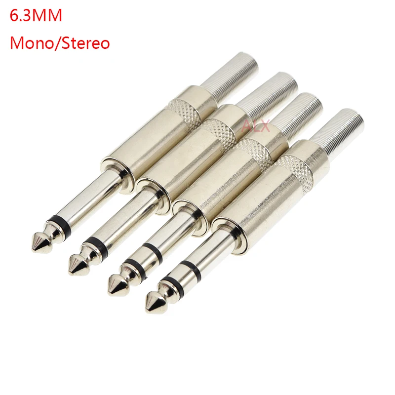 2/5PCS 6.3MM Mono/Stereo Audio Jack Plug Male Connector Welding Line HeadPhone Stereo 1/4 6.35MM 6.3 6.35 2/3 Pole Metal Adapter