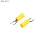 50pcs sv5.5-5 Yellow Furcate Spade Terminal Cable Wire Connector Fork Type Insulated Wiring Terminals For awg12-10 sv5-5 Sv