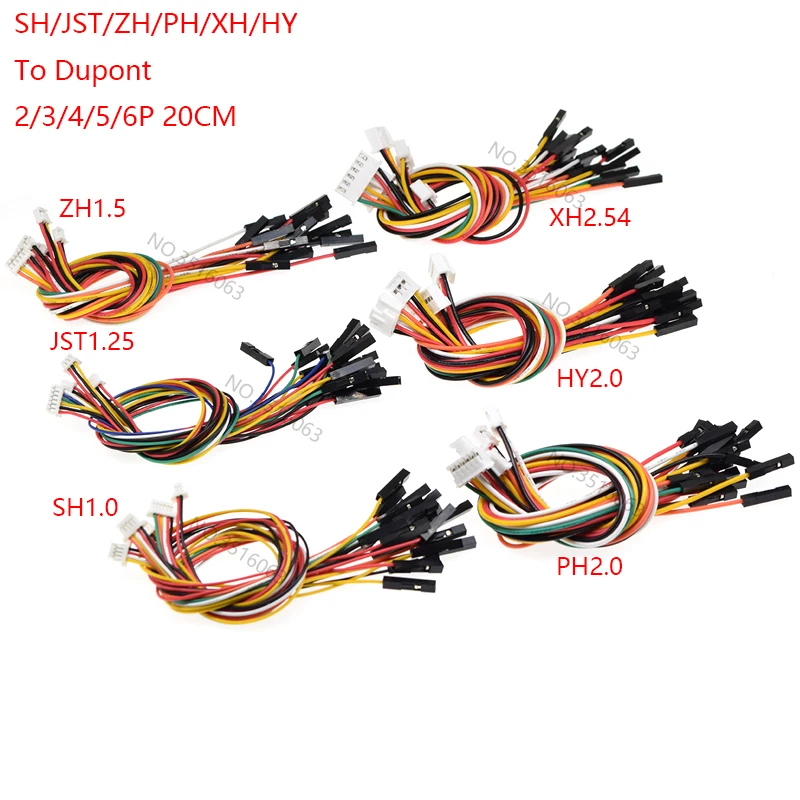 5PCS 1.0 1.25 1.5 2.0 2.54 SH/JST/ZH/PH/XH 1.0MM 1.25MM 2.0MM 2.54MM Female Plug Connector To Dupont Line/Wire 1P Cable 2/3/4Pin
