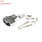 1set DB15 female MALE CONNECTOR + metal shell Solder Type D-Sub CONNECTORS 15 pin plug socket Adapter for DB15 7w2