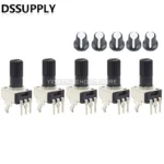 5Sets=10PCS RV09 Vertical Adjustable Resistor 1K ~ 500K Ohm New 3Pin Seal Potentiometer For Arduino (5+5)Pcs With Knob White Cap