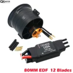 QX-MOTOR 80mm EDF 12 Blades Ducted Fan with 3538 RC Brushless Motor KV2200 Thrust  120A ESC for 6S Jet Airplane Aircraft