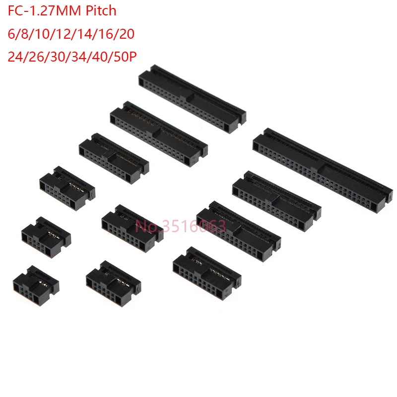 5/10pcs 1.27mm Pitch Fc-6/8/10/16/20/40 Pin Female Header Idc Socket Connector For 0.635mm Flat Ribbon Cable Wire 6p 10p 20p 40p
