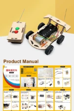 DIY Mini Solar Wireless Remote Control Car Toy Science Educational Toy Assembly RC Toys Wooden Car Vehicle Model For Kids - Image 12
