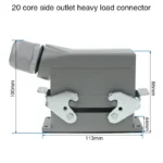 Industrial Rectangular Heavy Duty Connector HDC-HE-4/6/10/16/20/24/32/48 Core Pin 16A Waterproof Aviation Plug top and side - Image 13