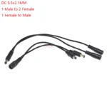 1PCS DC 5.5*2.1MM POWER 1 MALE to 2 FEMALE 1 FEMALE TO MALE CABLE 5.5X2.1 CONNECTOR for CCTV security power Supply adapter 12V