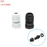 10PCS IP68 PG7 black white Waterproof Nylon Plastic wire cable gland connector for 3.0-6.5MM wire CABLE