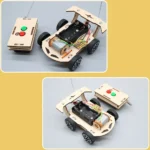 DIY Mini Solar Wireless Remote Control Car Toy Science Educational Toy Assembly RC Toys Wooden Car Vehicle Model For Kids - Image 9
