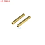 10pcs m3*30mm Hex Head Hollow Threaded Copper Pillar M3 30mm Height Double Pass Hexagonal Brass Pillar m3*30 M3x30mm For Pcb