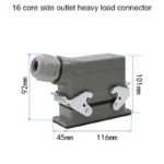 Industrial Rectangular Heavy Duty Connector HDC-HE-4/6/10/16/20/24/32/48 Core Pin 16A Waterproof Aviation Plug top and side - Image 15