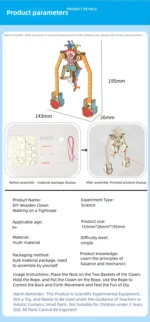 DIY Joker walking on a tightrope DIY Science Experiment Kit & Education Model Toy Physics Science Toys For Children Gift Toy - Image 13