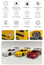 LDARC S100 Professional 1:64 Scale RC Drift Mosquito Car Rear-Wheel Drive Full-Scale Steering Static Model Grade Appearance Toy - Image 16