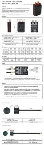 RUSHFPV OverShoot 1.3G/3.3G Dual-Band 2.5W / 4W VTX Transmitter Supports IRC Tramp Protocol 7-30V Video for Long Range FPV Drone - Image 10