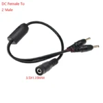 12V DC Power Splitter Plug 1 Female to 2 Male CCTV Cable Camera Cable CCTV Accessories Power Supply Adapter 3.5*1.35MM 3.5X1.35