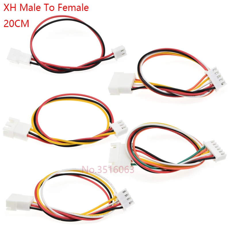 5PCS 200MM XH2.54 2/3/4/5/6 Pin Male to Female Plug Connector With wire 2.54MM 2p 3p 4p 5p 6p Cable Extension Line