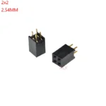 50pcs 2x2 Pin Double Row Straight Female Pin Header 2.54mm Pitch Strip Connector Socket 2*2 2p 2 Pin 2pin For Pcb Board