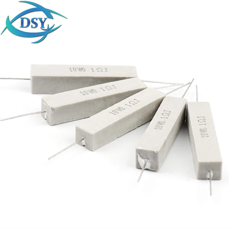 10PCS 10W 5% Cement Resistance 1R ~ 10K Ohm 1R 2R 5R 8R 10R 47R 100R 1K 10K Ohm 1 2 5 8 10 47 100 ohm Cement Resistor