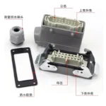 Industrial Rectangular Heavy Duty Connector HDC-HE-4/6/10/16/20/24/32/48 Core Pin 16A Waterproof Aviation Plug top and side - Image 2