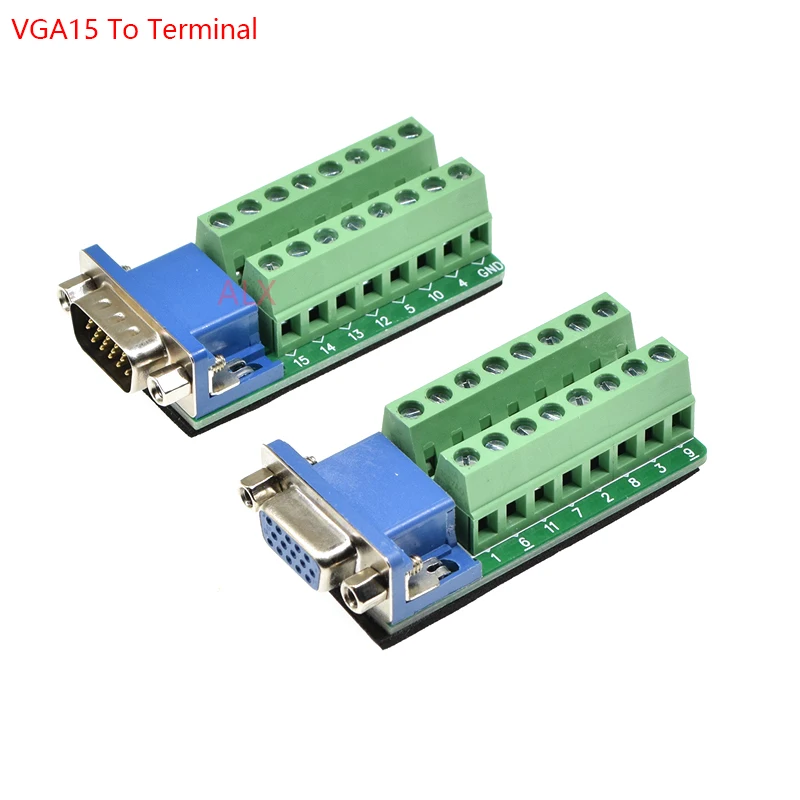 1PCS VGA VGA15 DB15 15PIN 3 ROW Male Female Plug Connector To Screw Terminal Adapter