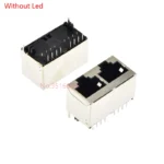 2pcs 1X2 RJ45 Shielded Network Socket With Lamp LED Crystal Head Interface Network port 8P8C Copper Shell Vertical 180 Degrees - Image 3